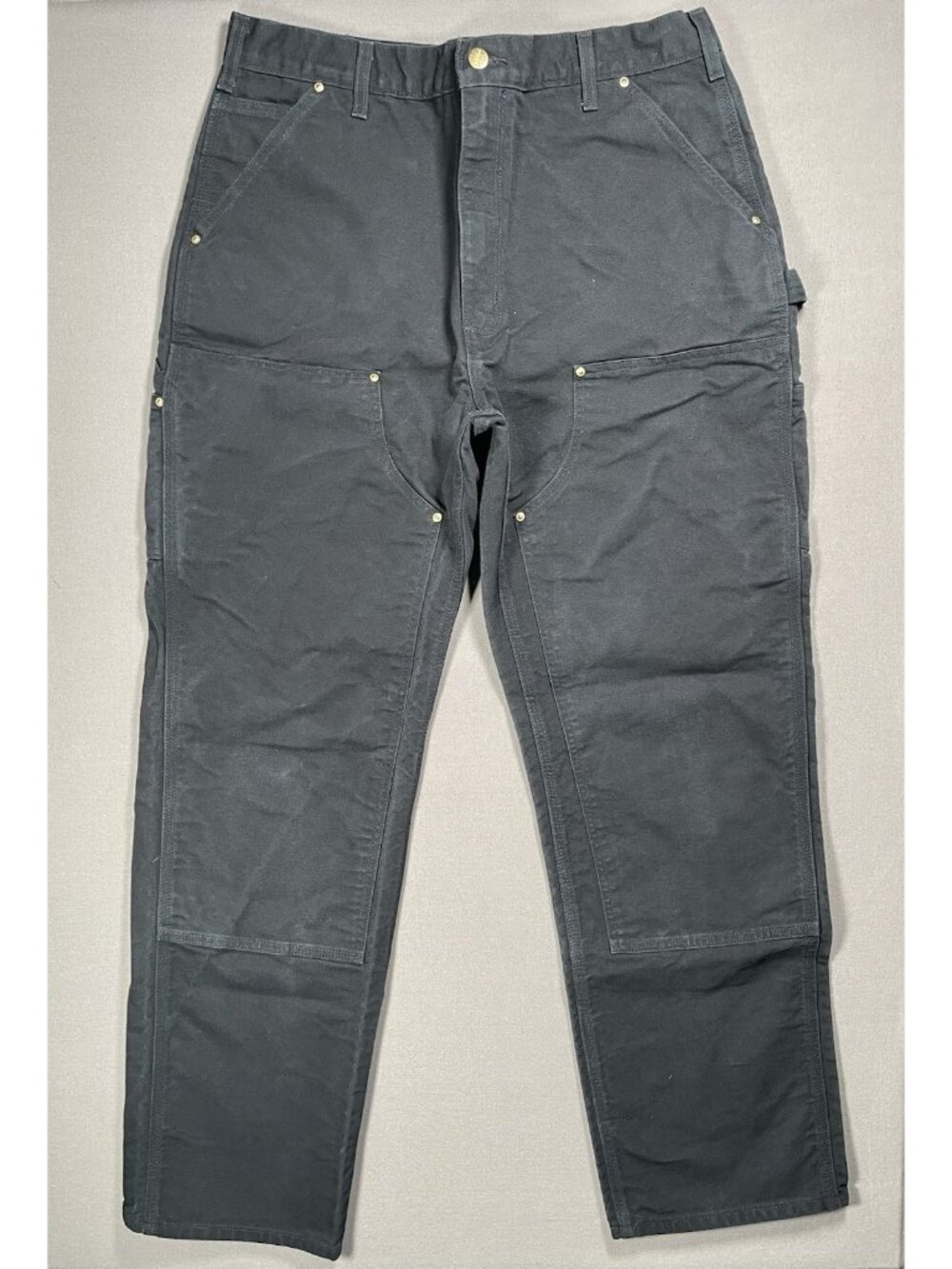 Carhartt Firm Duck Double Knee Black Loose Original Fit Pants - Men Size 36 X 34